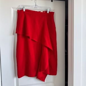 Rachel Parcell Asymmetrical Red Skirt Knee Length